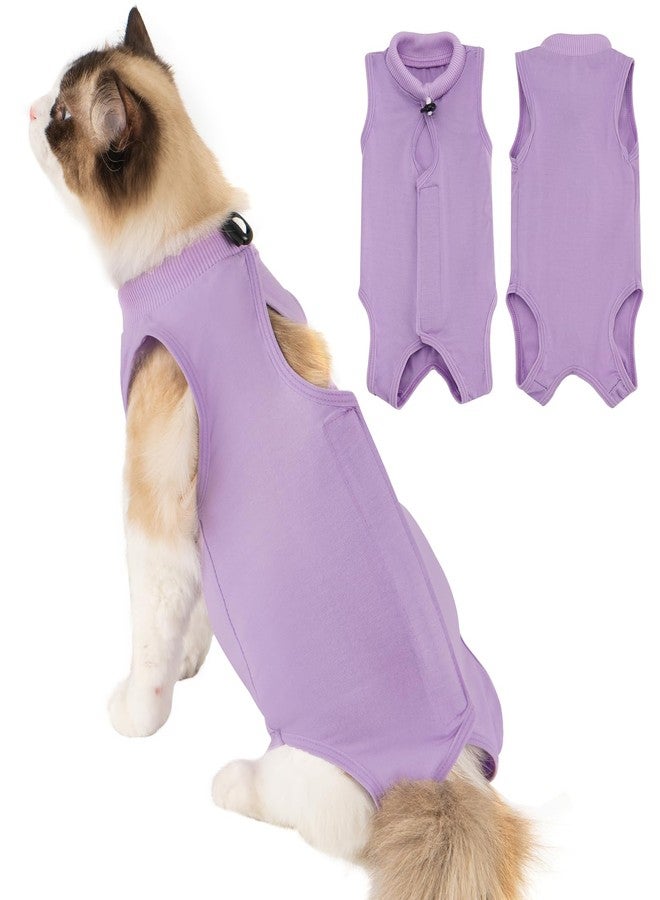 Avont Cat Recovery Suit Post-Surgery Onesie, Breathable Cone-of-Shame Alternative Bodysuit for Spayed Female Kittens, Skin Abdonminal Wound Care -Purple(S) - Image 1